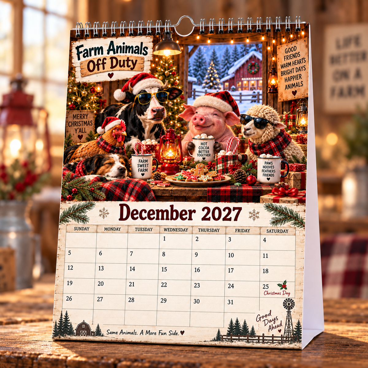🐄 Farm Animals Off Duty 2027 – A Year of Barnyard Mischief Calendar 🌾