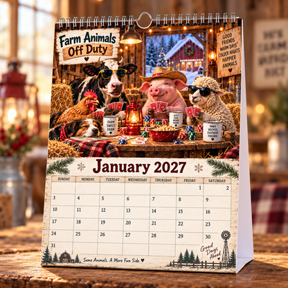 🐄 Farm Animals Off Duty 2027 – A Year of Barnyard Mischief Calendar 🌾