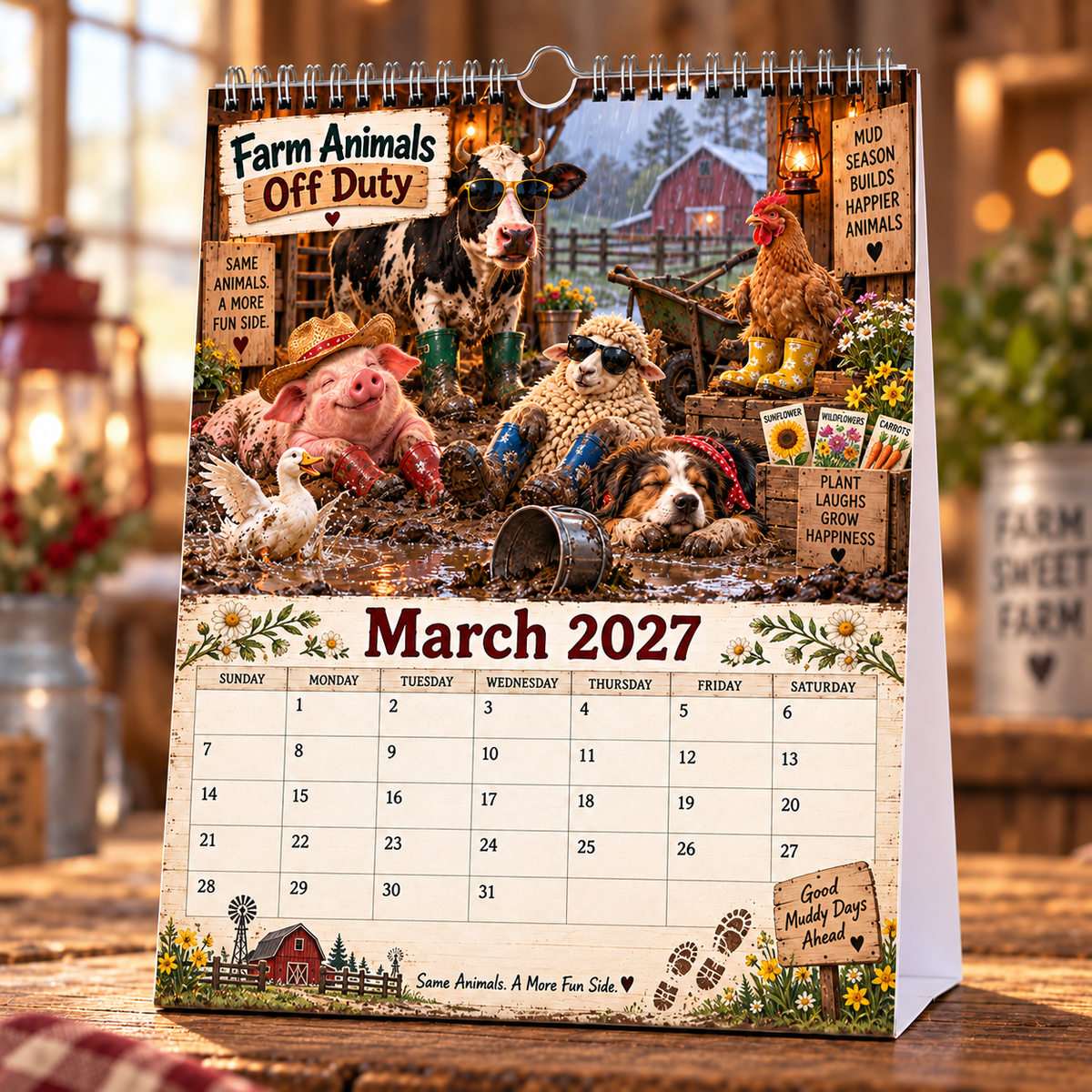 🐄 Farm Animals Off Duty 2027 – A Year of Barnyard Mischief Calendar 🌾