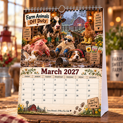 🐄 Farm Animals Off Duty 2027 – A Year of Barnyard Mischief Calendar 🌾