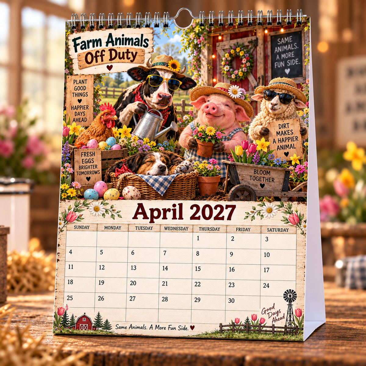 🐄 Farm Animals Off Duty 2027 – A Year of Barnyard Mischief Calendar 🌾