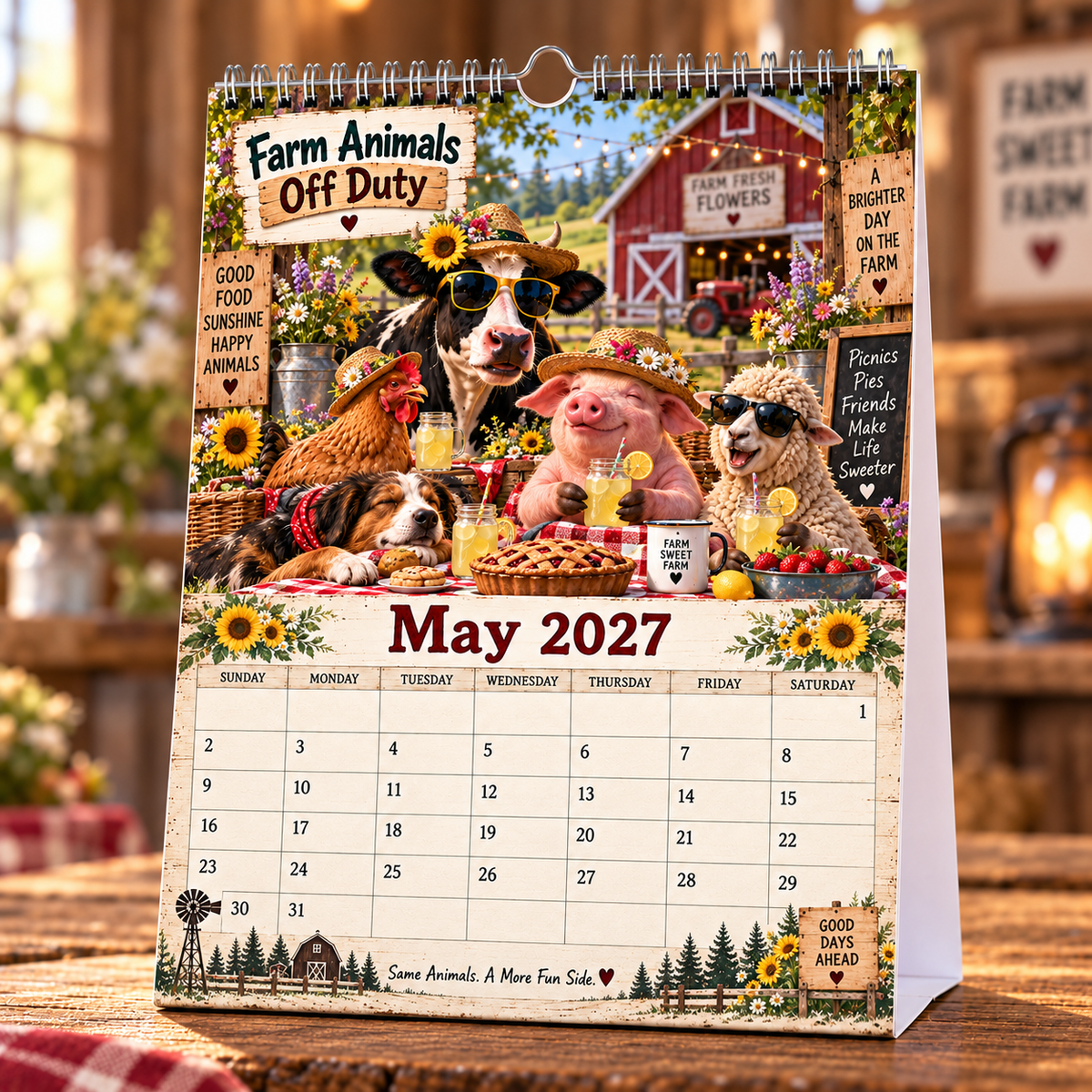 🐄 Farm Animals Off Duty 2027 – A Year of Barnyard Mischief Calendar 🌾