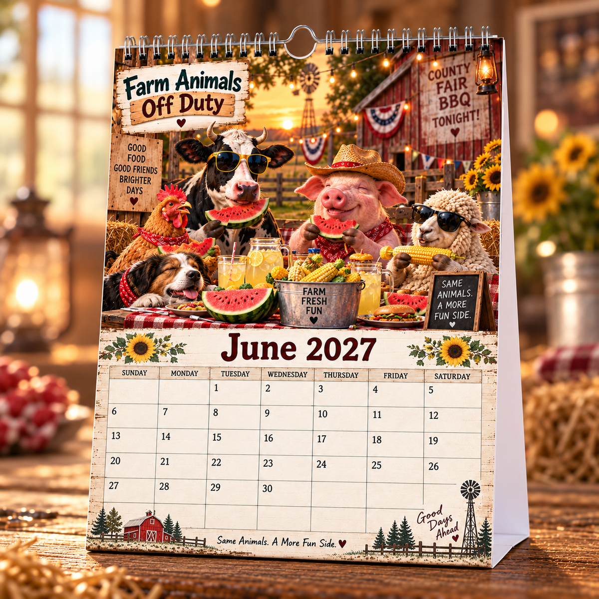 🐄 Farm Animals Off Duty 2027 – A Year of Barnyard Mischief Calendar 🌾