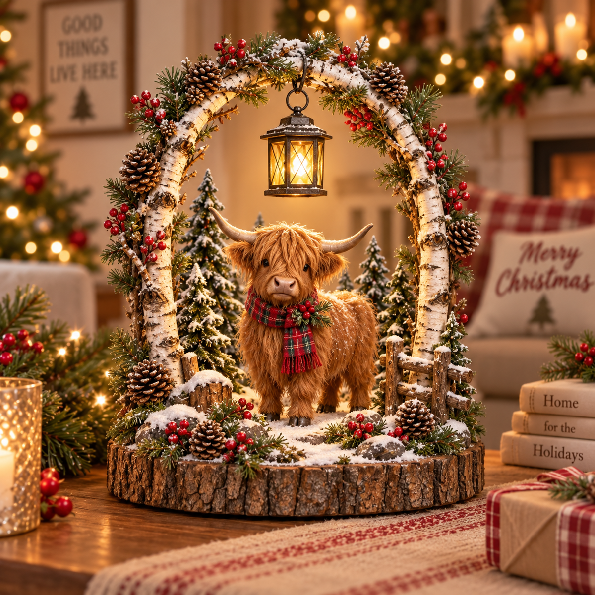 🐦 Lighted Cardinal Woodland Arch | Charming Christmas Tabletop Decor 🎄