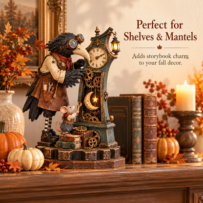 Vintage Storybook Sculpture with Mouse Helper & Warm Lantern Glow ✨