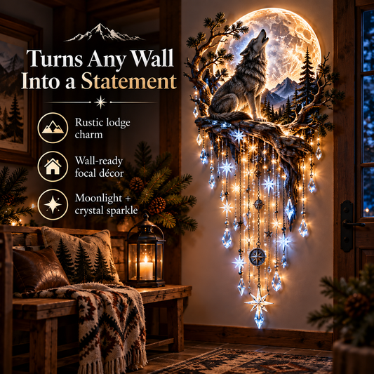 ⏳ 50% OFF-🐺🌕 Wolf Howling Moon Starfall Wall Light – Bring the Wild Home