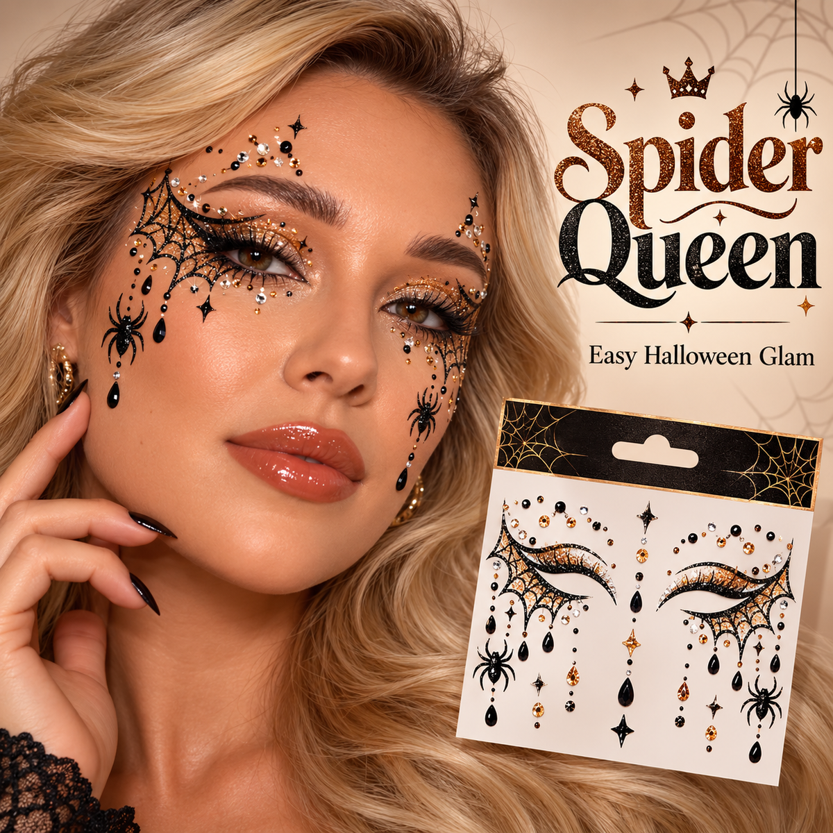 ✨🎃 Halloween Face Gem Stickers – Easy Costume & Party Glam