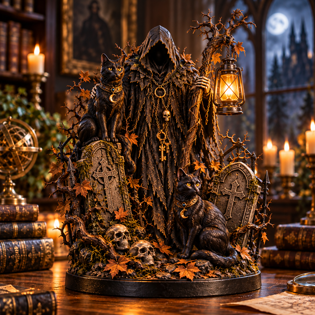 💀🔥 Soul Harvester Lantern – Gothic Grim Reaper Spirit Light