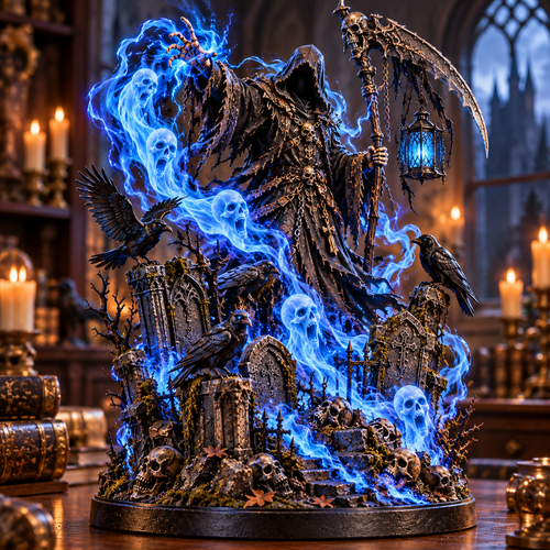 💀🔥 Soul Harvester Lantern – Gothic Grim Reaper Spirit Light