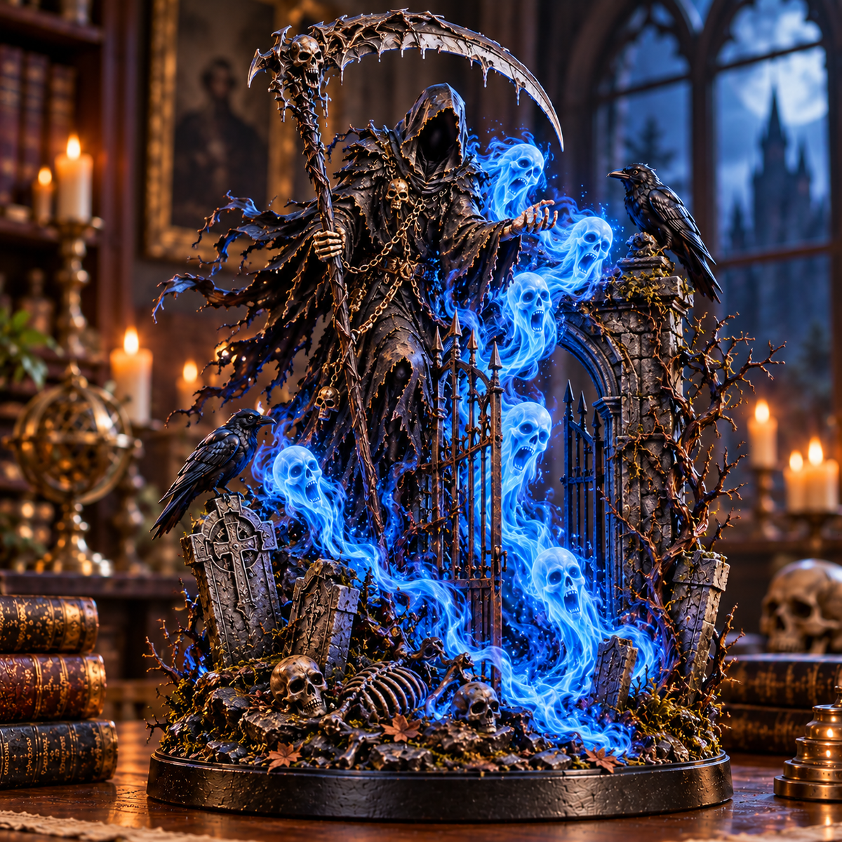 💀🔥 Soul Harvester Lantern – Gothic Grim Reaper Spirit Light