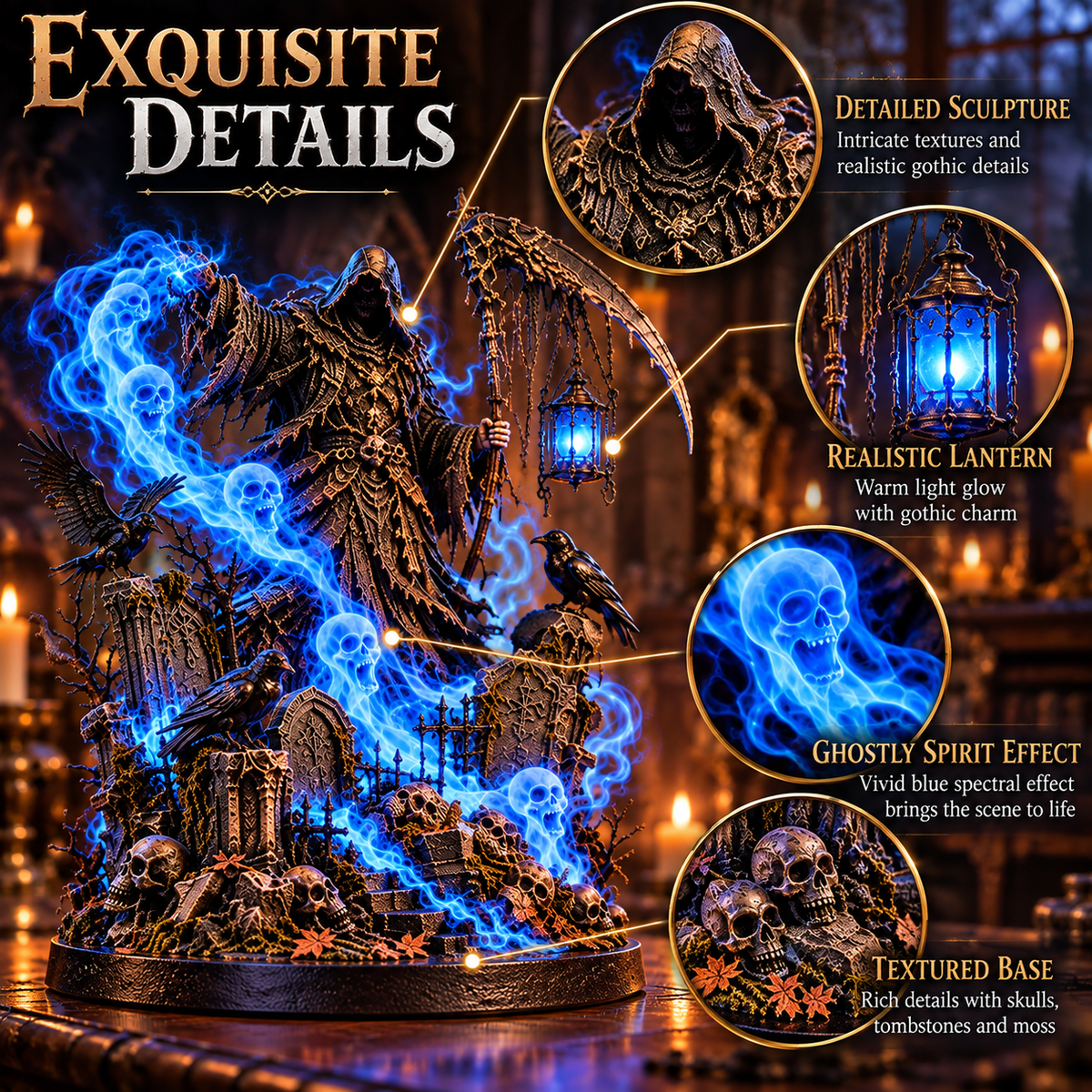 💀🔥 Soul Harvester Lantern – Gothic Grim Reaper Spirit Light