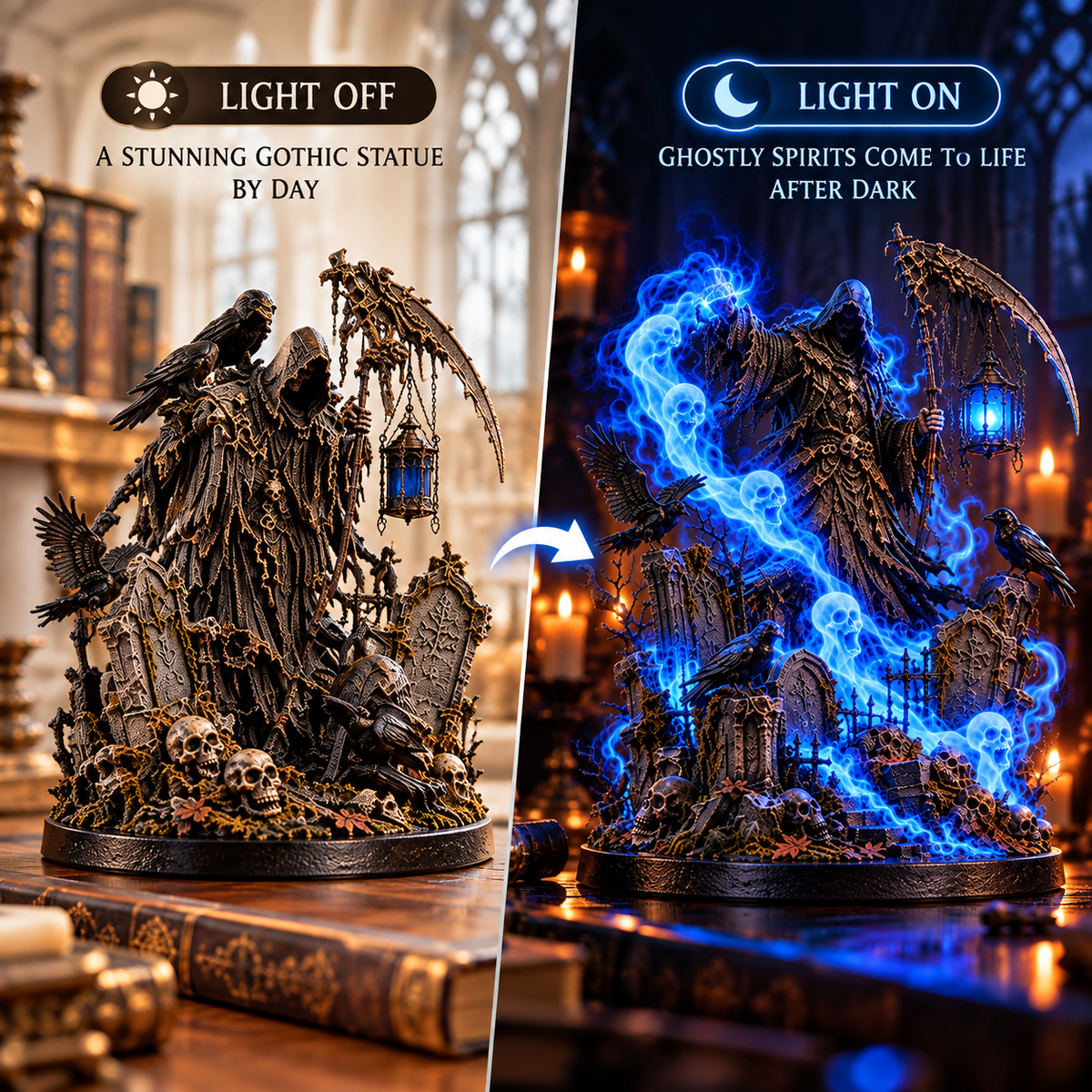 💀🔥 Soul Harvester Lantern – Gothic Grim Reaper Spirit Light