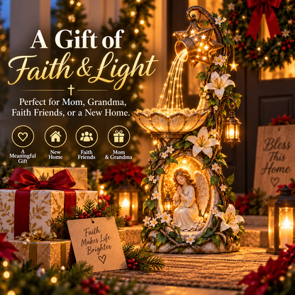 👼🌸 Celestial Angel Lighted Fountain – Enchanted Garden Decor