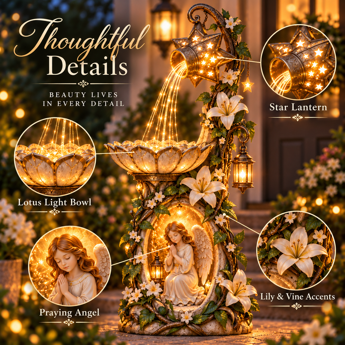 👼🌸 Celestial Angel Lighted Fountain – Enchanted Garden Decor