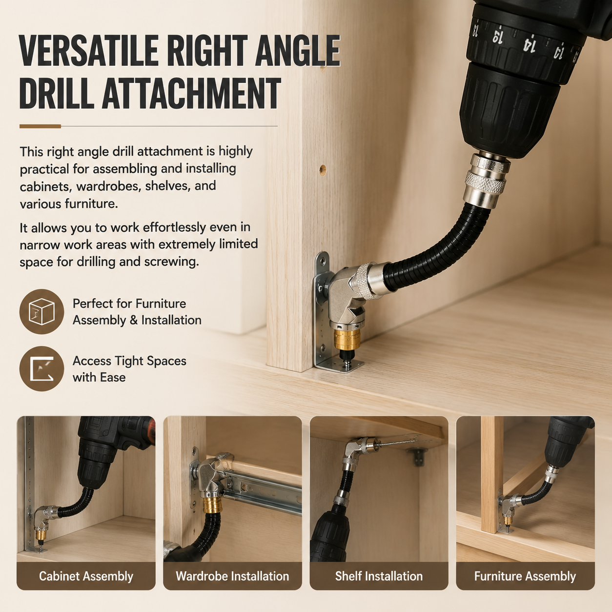 🔧90-Degree Right Angle Drill Attachment