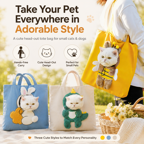 🐾 2026 Trending Head-Out Pet Carrier Tote – Cute Shoulder Bag for Cats & Small Dogs