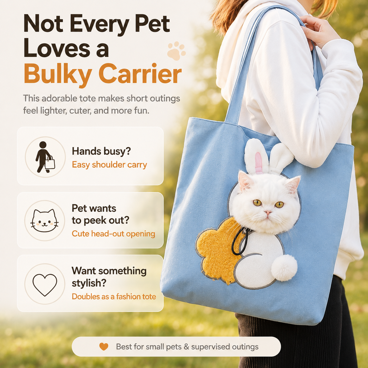 🐾 2026 Trending Head-Out Pet Carrier Tote – Cute Shoulder Bag for Cats & Small Dogs