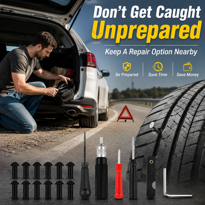 🍄Tubeless Tire Repair Kit – Mushroom Plug Emergency Roadside Tool Set