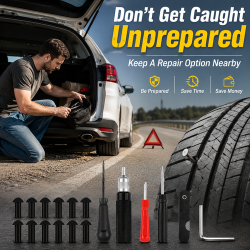 🍄Tubeless Tire Repair Kit – Mushroom Plug Emergency Roadside Tool Set