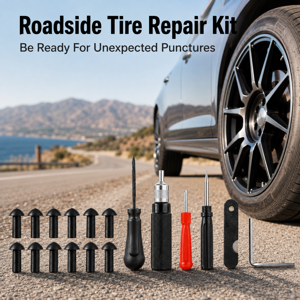🍄Tubeless Tire Repair Kit – Mushroom Plug Emergency Roadside Tool Set