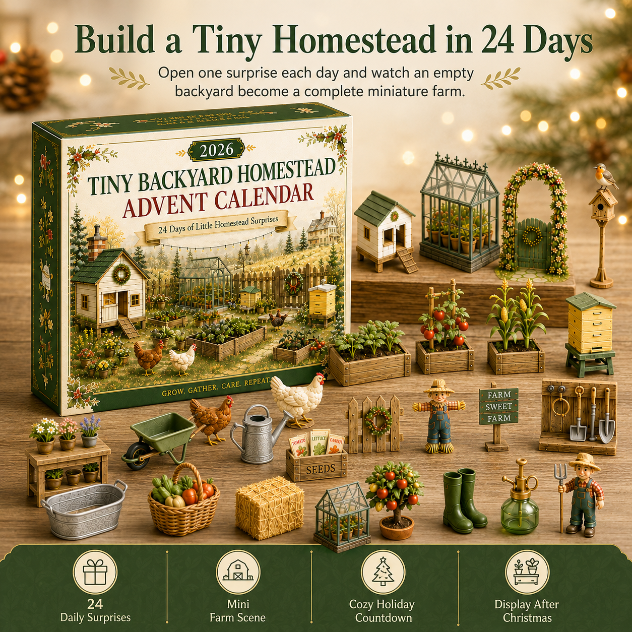 🏡🐔 2026 Tiny Backyard Homestead 24-Day Advent Calendar - Watch Your Little Farm Come to Life