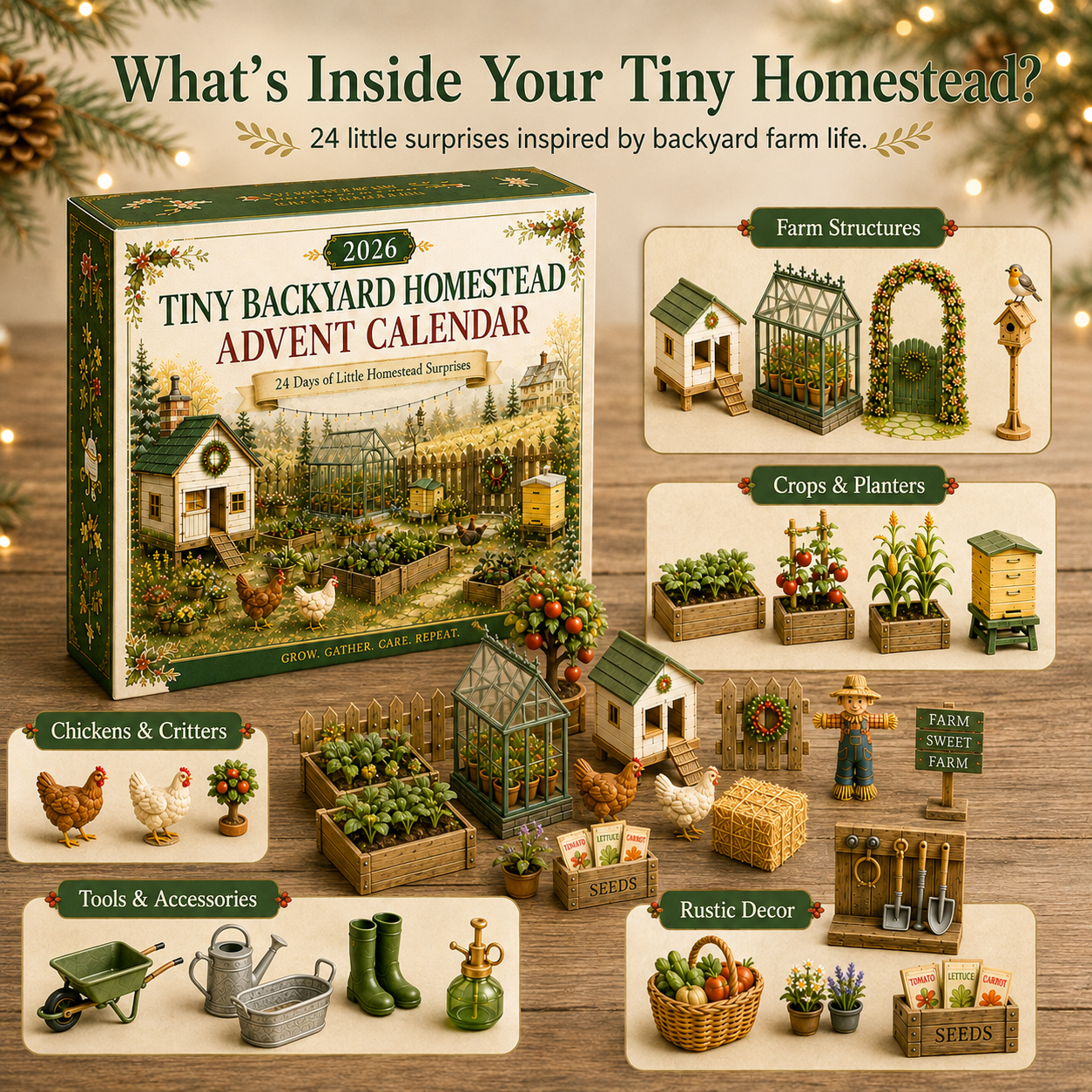 🏡🐔 2026 Tiny Backyard Homestead 24-Day Advent Calendar - Watch Your Little Farm Come to Life