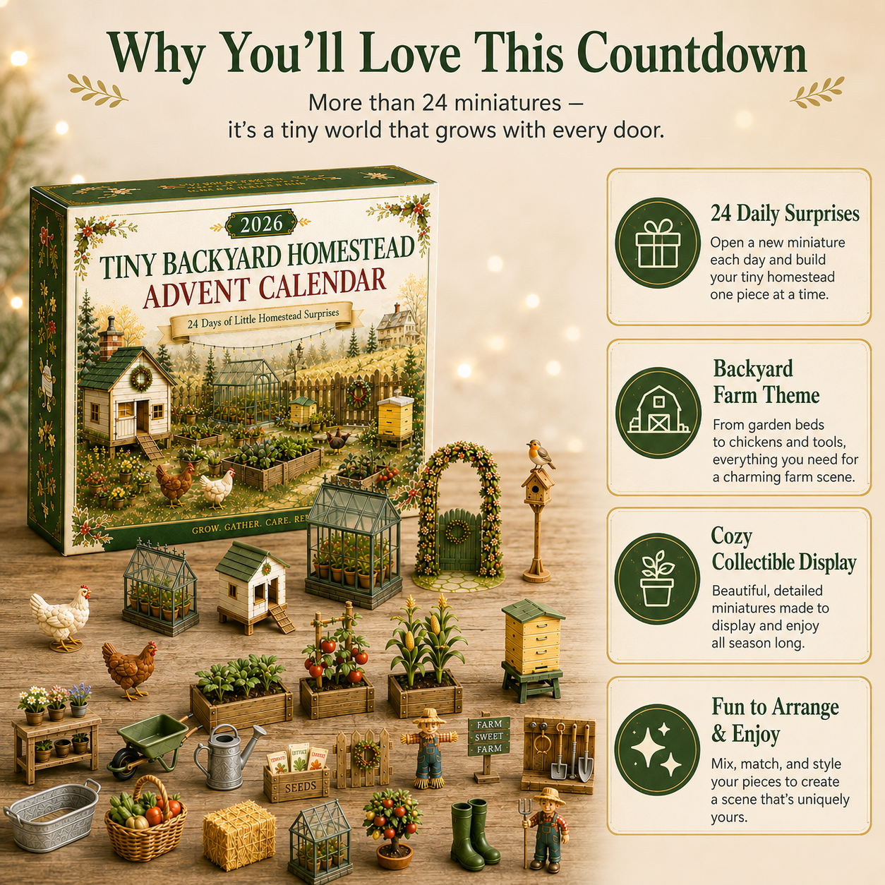 🏡🐔 2026 Tiny Backyard Homestead 24-Day Advent Calendar - Watch Your Little Farm Come to Life