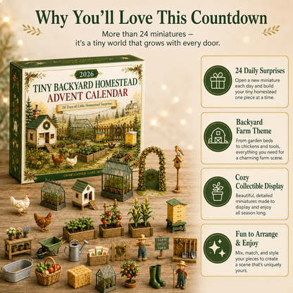 🏡🐔 2026 Tiny Backyard Homestead 24-Day Advent Calendar - Watch Your Little Farm Come to Life