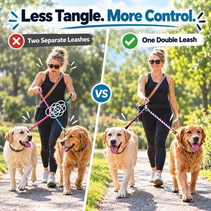 🐶🐶 Double Dog Walking Leash – One Handle, Two Happy Dogs