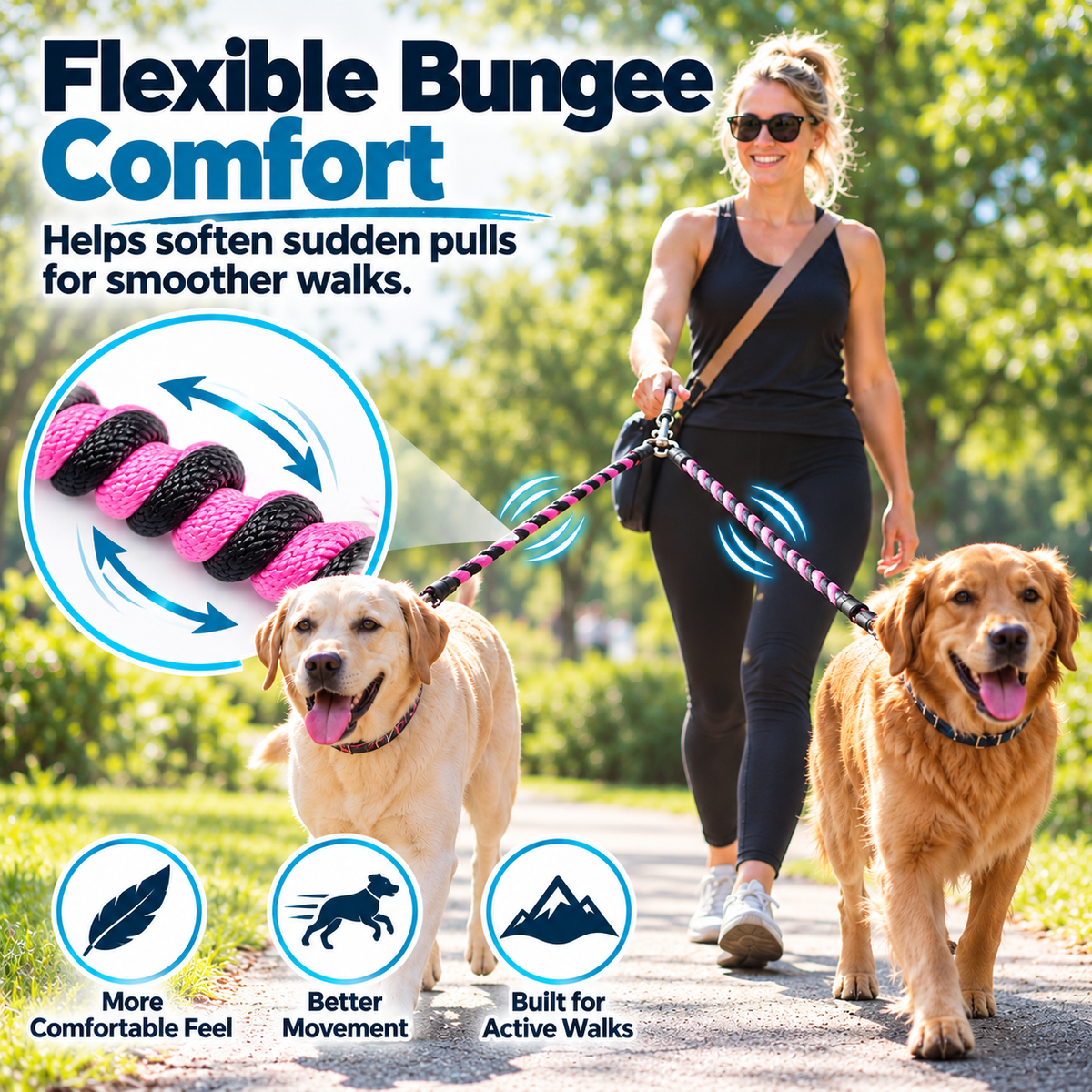 🐶🐶 Double Dog Walking Leash – One Handle, Two Happy Dogs