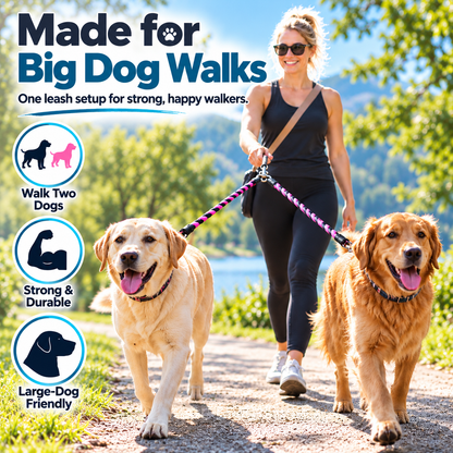 🐶🐶 Double Dog Walking Leash – One Handle, Two Happy Dogs