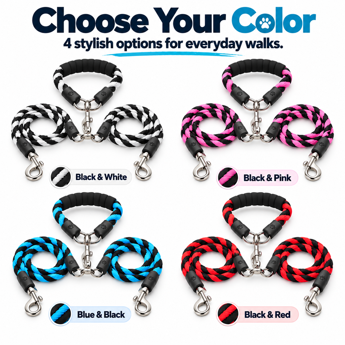 🐶🐶 Double Dog Walking Leash – One Handle, Two Happy Dogs