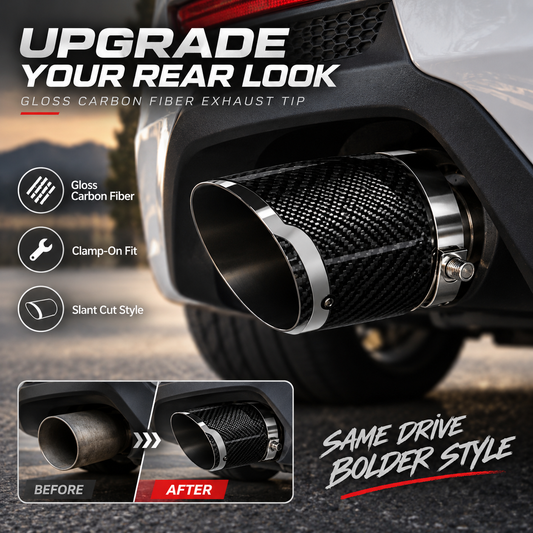 🔥 Premium Gloss Carbon Fiber Slant-Cut Exhaust Tip 🏎️✨