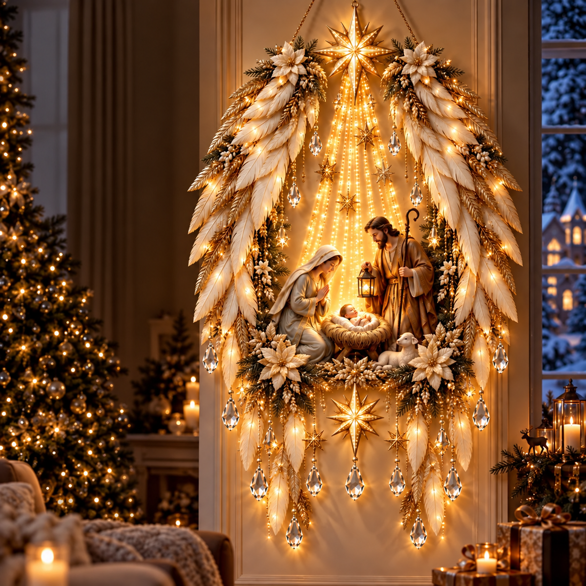 ✝️ Sacred Christmas Lighted Wall Décor – Jesus, Angel & Nativity Collection ✨🕊️