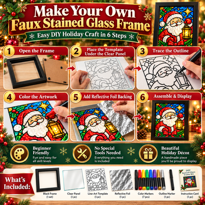 🎄✨ DIY Christmas Stained Glass Frame Kit – Create Your Own Holiday Window Art