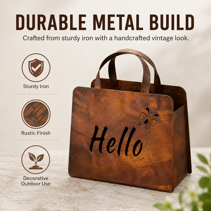 🌸Rustic Hello Metal Handbag Planter | Farmhouse Garden Decor