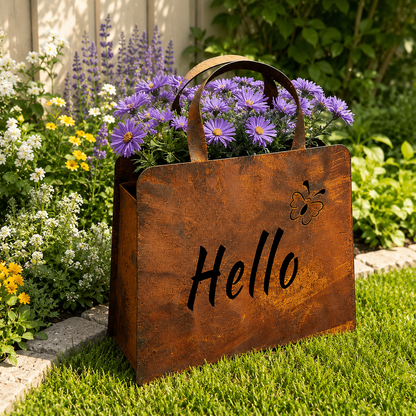 🌸Rustic Hello Metal Handbag Planter | Farmhouse Garden Decor