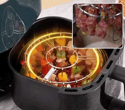 🔥🍢Air Fryer Skewer Rack With 24 Sticks Vertical No-Flip Kabob Rack