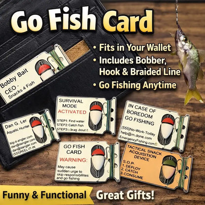 🎣 Go Fish Card Wallet Fishing Kit Credit Card Sized Emergency Fishing Set