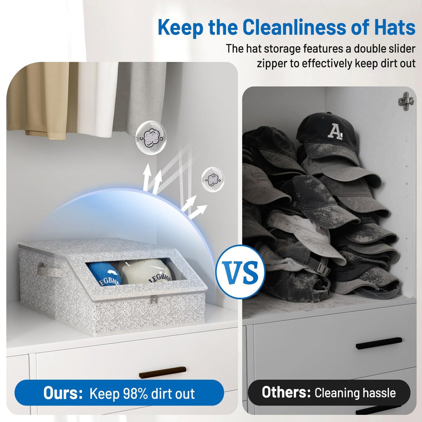 🧢 Stackable Hat Storage Box for 12 Baseball Caps