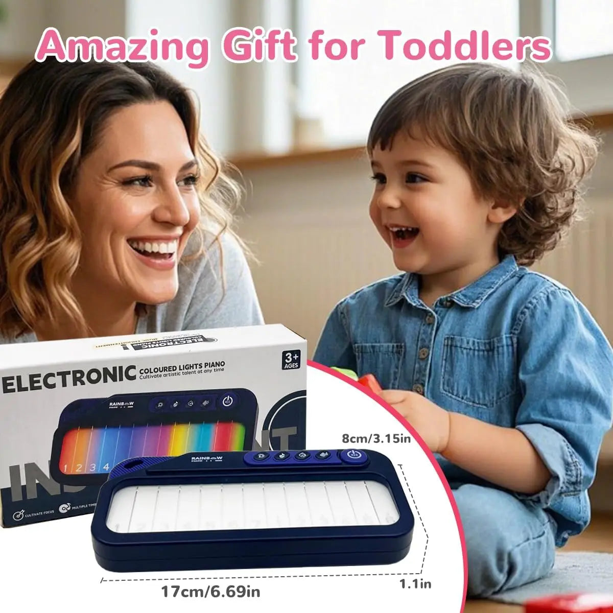 🎹 Rainbow Light-Up Kids Piano Interactive Learning Toy with Built-In Nursery Rhymes