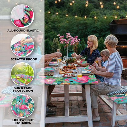 🌴 🦩Summer Must-Have! Tropical Flamingo Picnic Table Cover