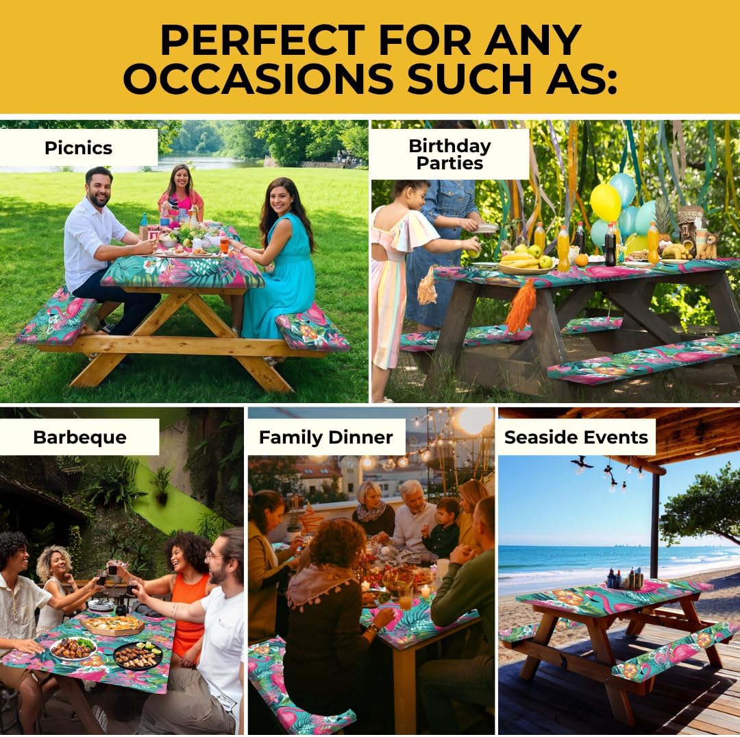 🌴 🦩Summer Must-Have! Tropical Flamingo Picnic Table Cover
