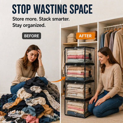 🏆 35K+ SOLD!🏠 Large Capacity Clear Storage Containers Durable Stackable Organizer Bins