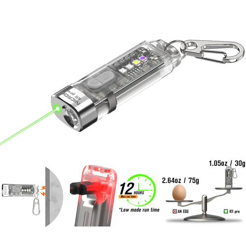 Magnetic Keychain Flashlight 550LM RGB UV Laser Rechargeable EDC Pocket Light