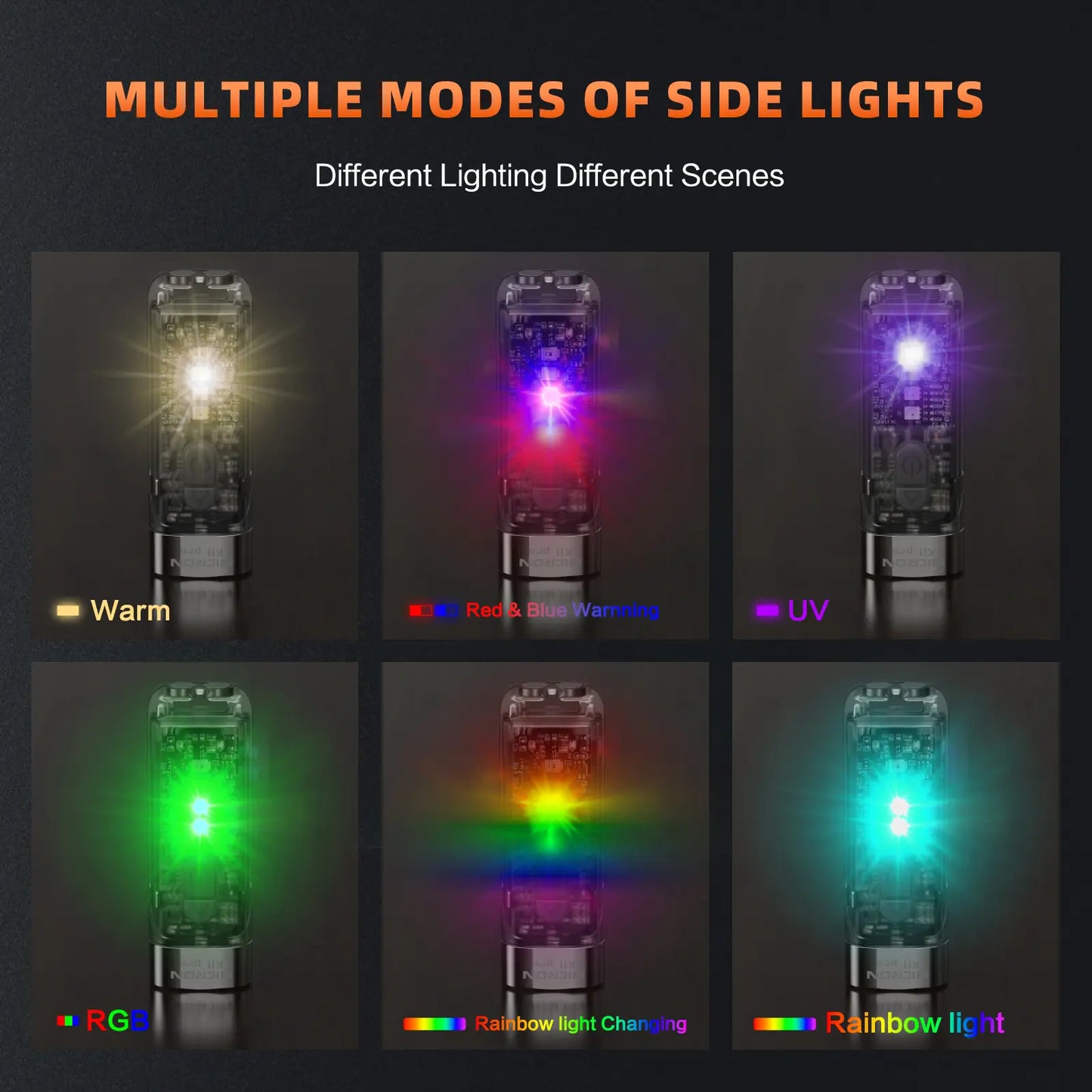 Magnetic Keychain Flashlight 550LM RGB UV Laser Rechargeable EDC Pocket Light