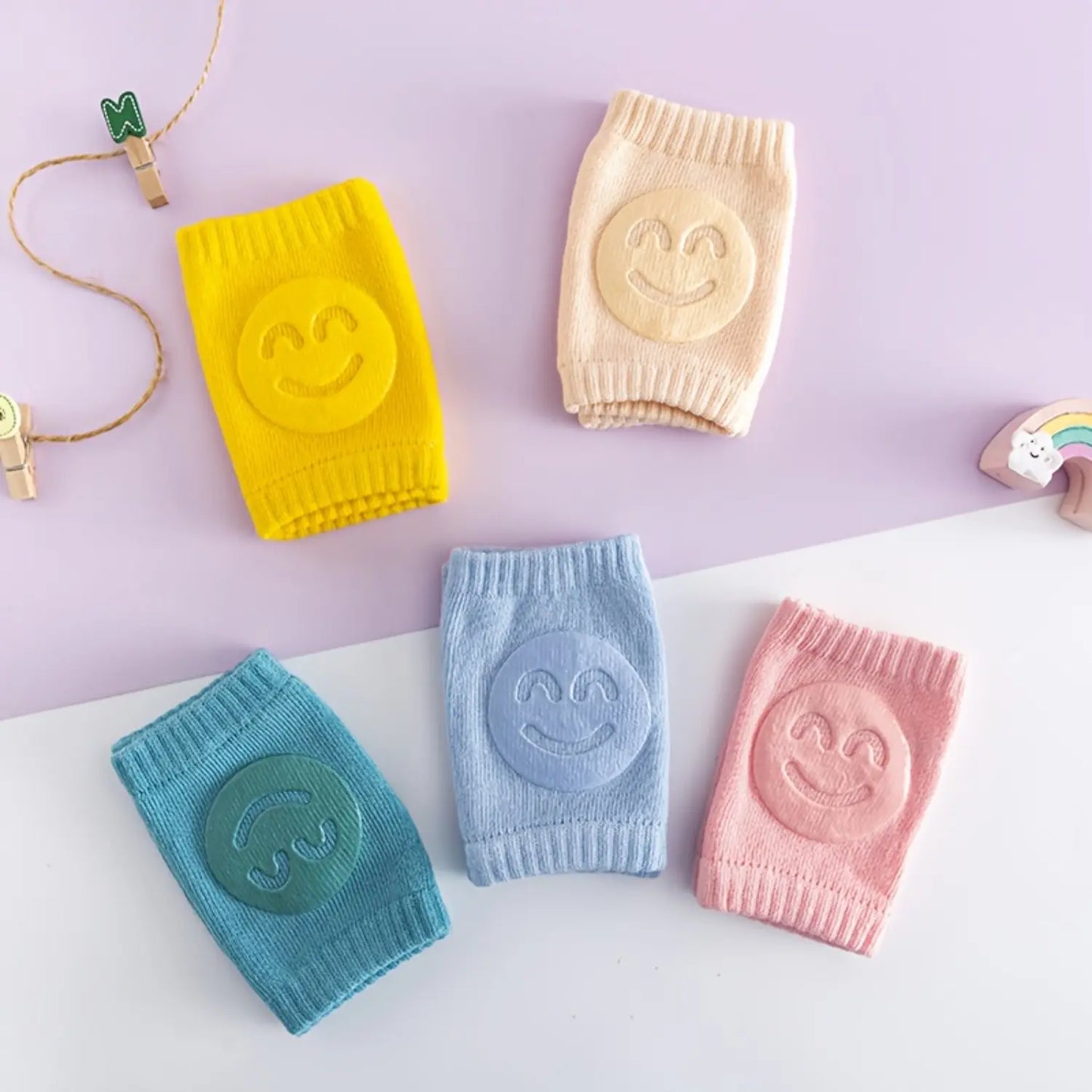🧦 Baby Crawling Knee Pads 5 Pack Non-Slip Cushioned Fall Protection Knee Guard