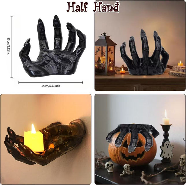 🎃🖤🕯️Gothic Creepy Wall Hands with Lighted Candles Halloween Decor