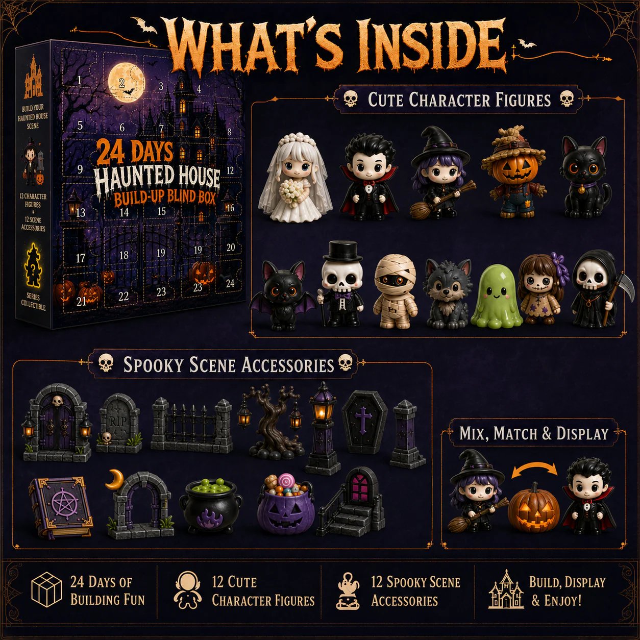 🔥🏚️ 👻 24-Day Halloween Countdown DIY Spooky Haunted House Craft Kit