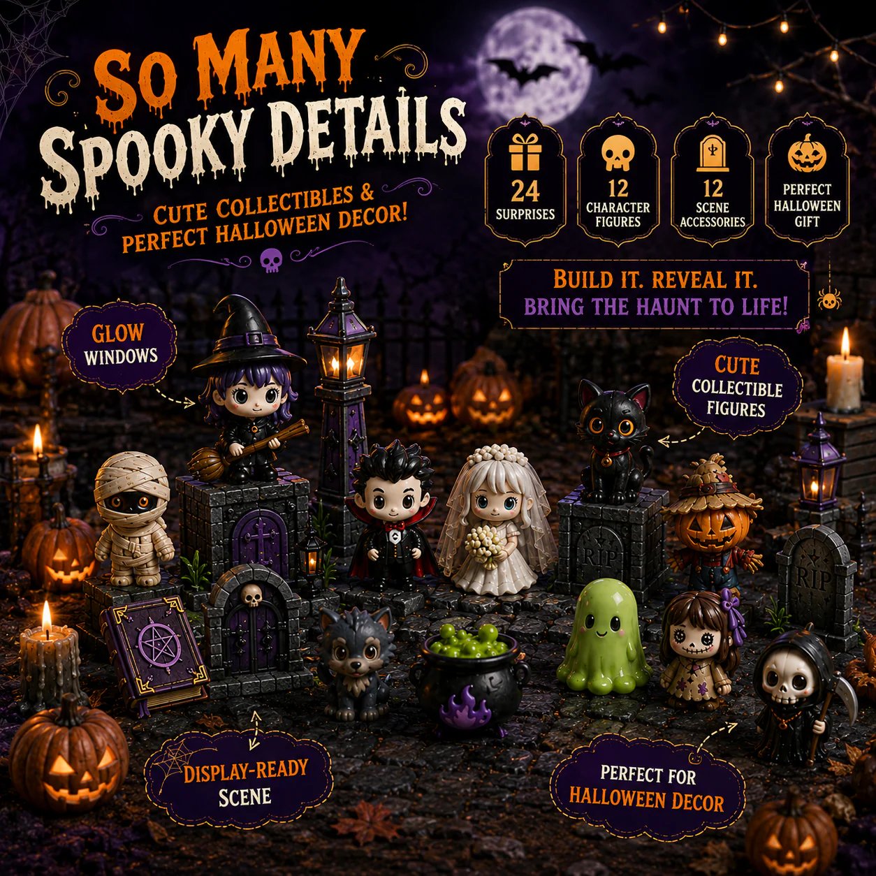 🔥🏚️ 👻 24-Day Halloween Countdown DIY Spooky Haunted House Craft Kit